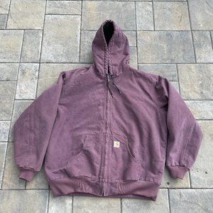 Carhartt Women's Loose Fit Washed Duck Sherpa Lined Jacket Size 2XL Blackberry